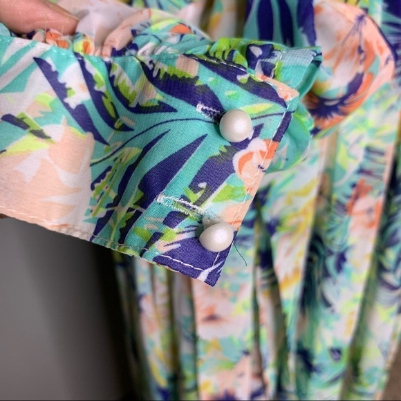 ACEVOG Tropical Floral Chiffon Beach Swimsuit Coverup Maxi Dress - Picture 8 of 10